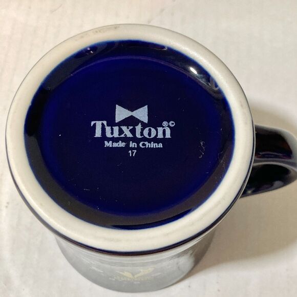 Cobalt Blue Ceramic Waffle House Christmas Coffee Mug Cup 2017 Snowflakes Tuxton - Picture 7 of 9